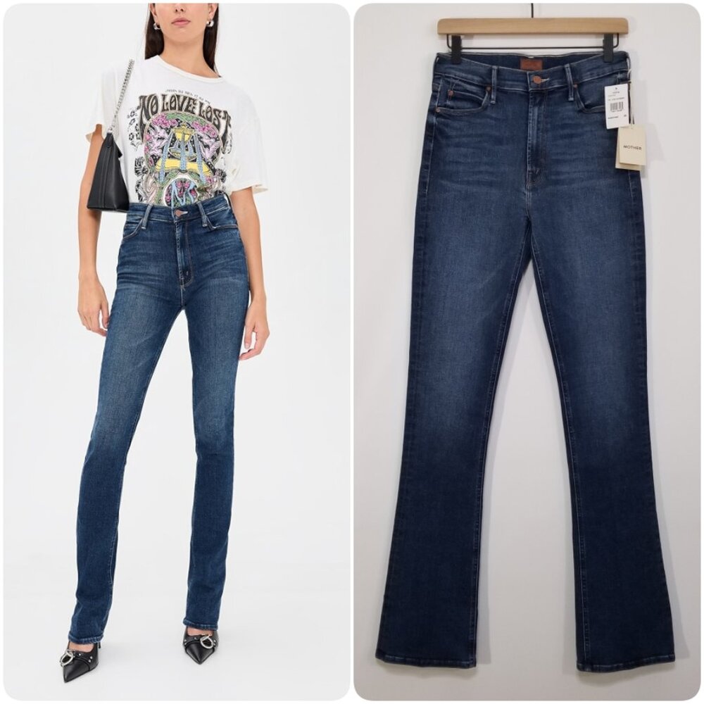 NWT Mother High Waist Runaway Skinny Flare Jeans Start Your Engines‎ 26 $248